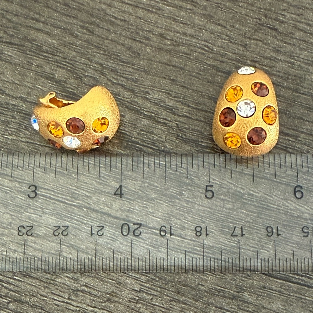 Vintage Jackie Collins Gold Plated Swarovski Crystal Bracelet & Earrings Set - Picture 14 of 14